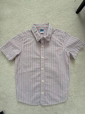 Old Navy Short Sleeve Button-Down Shirt - Red & Blue Stripes